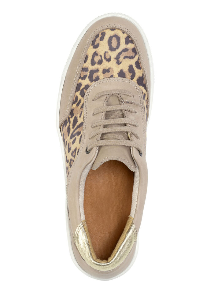 ELENA EDEN veterschoenen met cognackleurige leoprint CAMEL-GOUD