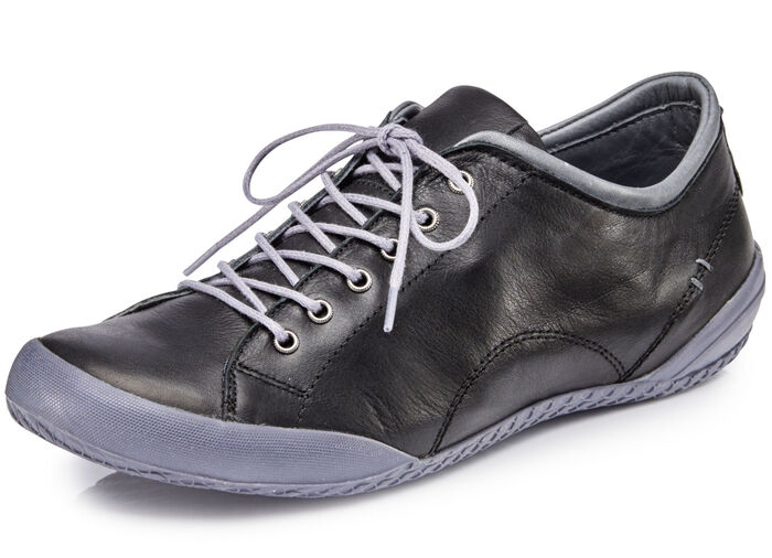 Andrea Conti, klassieke dames veterschoen, met uitneembaar leren voetbed ZWART