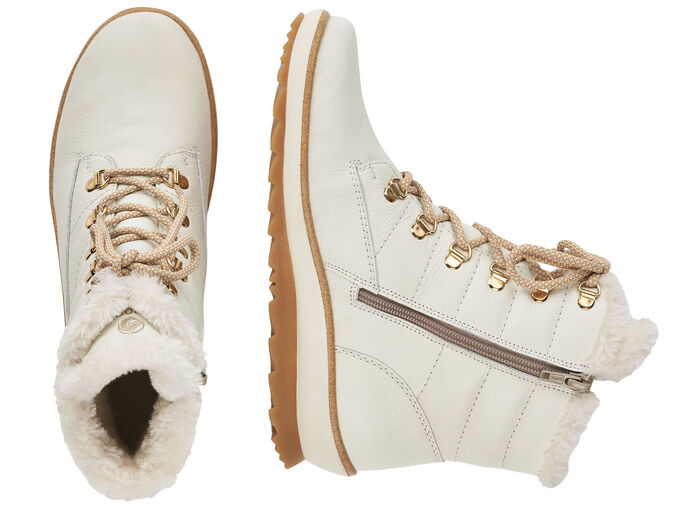 Remonte, gevoerde dames enkellaarsjes, winterschoenen, breedte G, met lamswol NATUURWIT