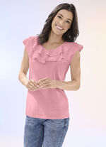 Shirt met volantrand in 3 kleuren ROZE