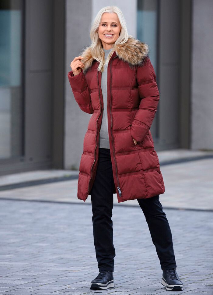 Korte jas met riem WIJNROOD