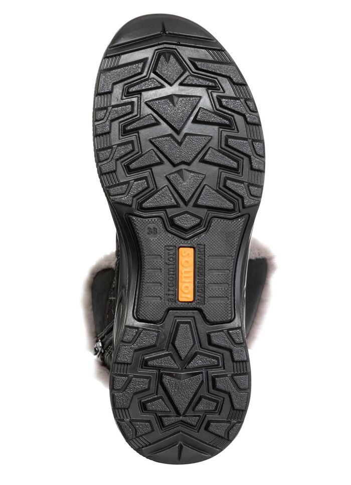 Gevoerde dameslaarzen, winterschoenen, breedte H, met rits ZWART