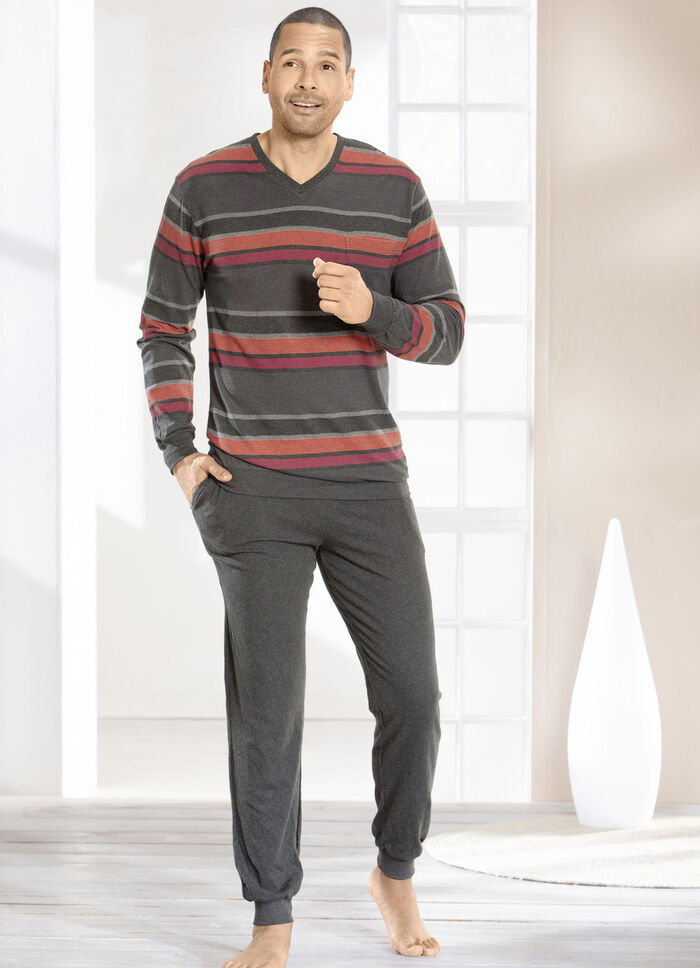 Pyjama met V-hals en manchetten 