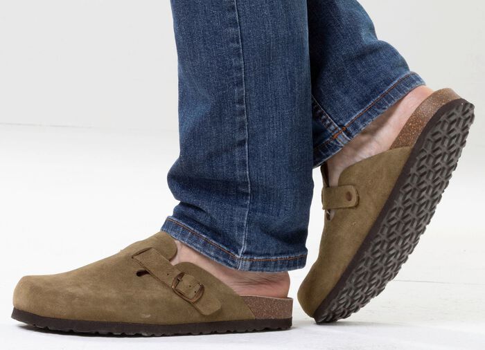 Klassieke herenklompen, met verstelbare gesp OLIJFGROEN