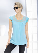 Shirt met chiffon inzet in 2 kleuren TURQUOISE