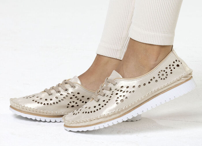 Andrea Conti, zomerse veterschoenen voor dames, breedte G, met uitneembaar voetbed MATTGOLD