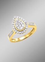 Druppelvormige damesring met diamanten 