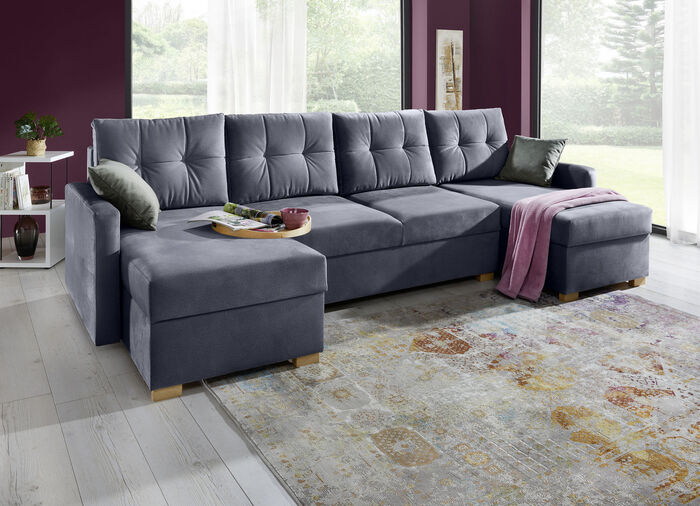 Gezellige woonkamer met bedfunctie ANTRACIET