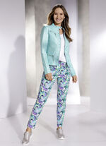 Enkellange broek met felgekleurde inkjetprint GROEN-BLAUW-BEIGE