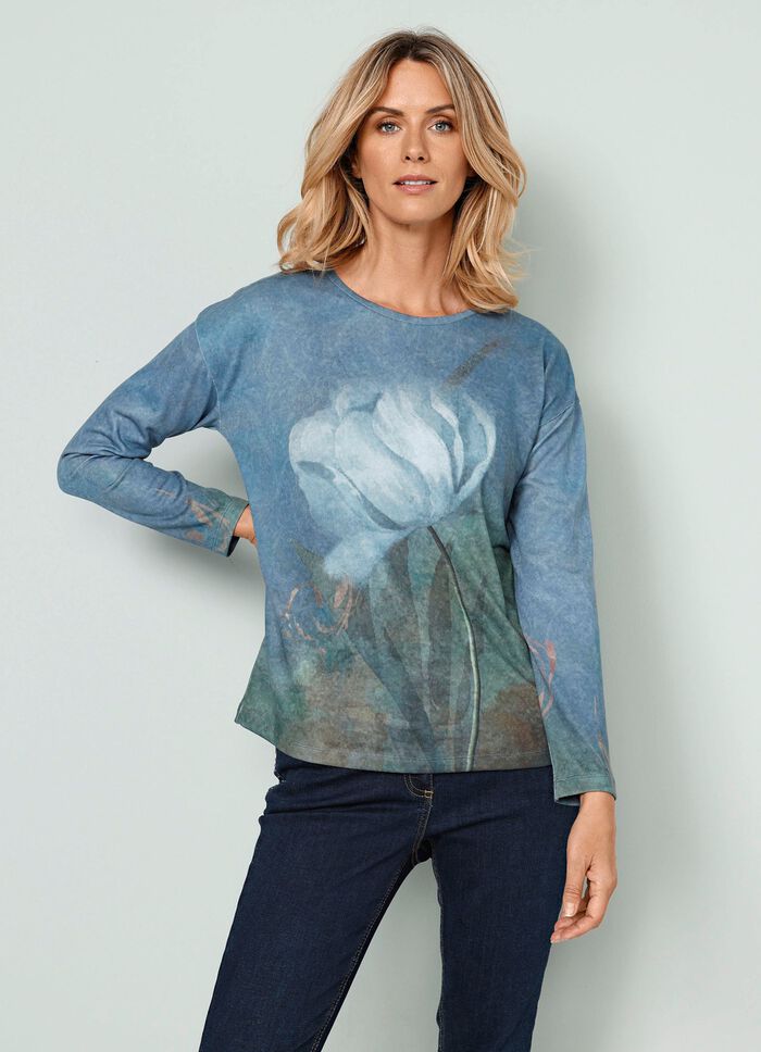 Shirt met subtiele bloemenprint 