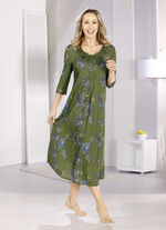 Laurina nachthemd, enkellang met rijkelijk motiefkant 