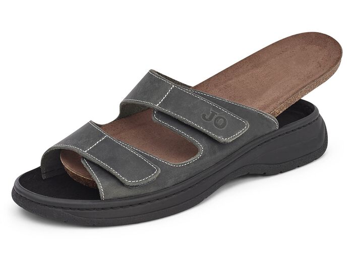 Muiltjes gemaakt van rundleer met een antieke afwerking ANTRACIET