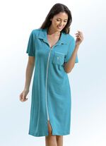 Badstof jurk met doorlopende ritssluiting TURQUOISEGROEN