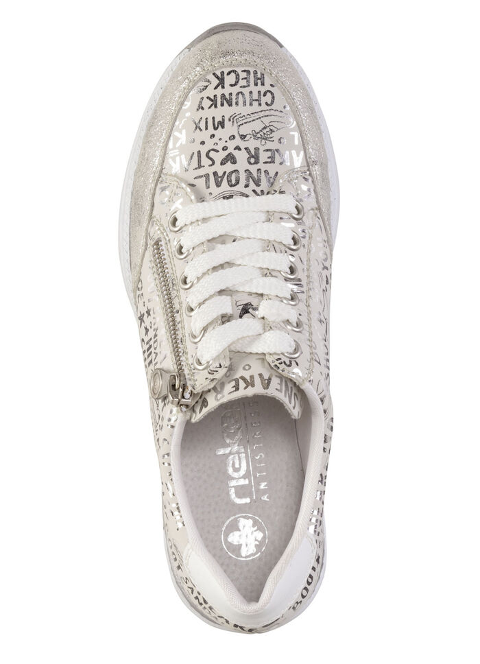 Rieker vetersneakers gemaakt van bedrukt synthetisch materiaal LICHTGRIJS-ZILVER