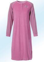 Nachthemd van badstof-stretch, lange mouwen met knoopsluiting en manchetten 