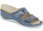 Mubb-muiltjes met klittenbandsluiting in reliëf JEANSBLAUW
