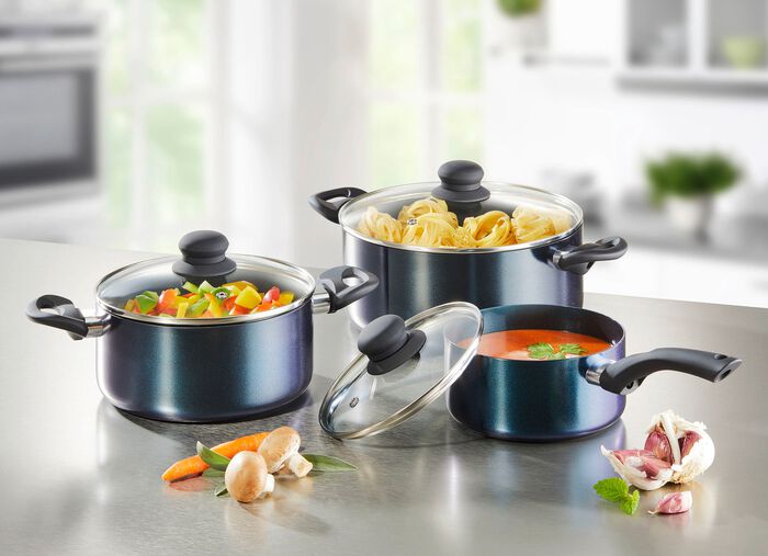 Meteor 6-delige pannenset met premium diamantkeramische antiaanbaklaag 