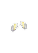 Moderne oorbellen in twee kleuren met zirkonia 