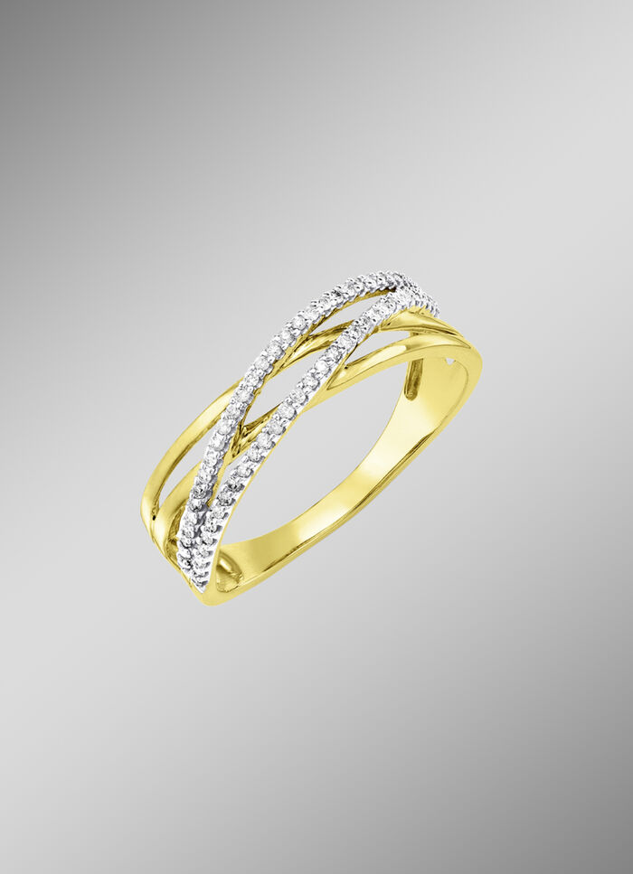Opengewerkte damesring met diamanten 