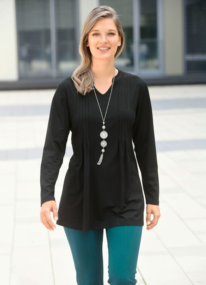 Overhemd met opstaande kraag in 2 kleuren ZWART