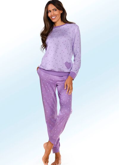 Interlock pyjama met manchetten en all-over design 
