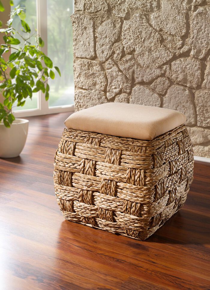 Opbergbank van natuurvezel in geraffineerd gevlochten vorm 