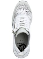 ELENA EDEN veterschoen met glanzend bedrukt elastisch materiaal WIT-LICHTGRIJS