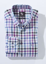 "King's Road" overhemd met button-down kraag in 4 kleuren LILAC-BLAUW-ECRU GERUIT