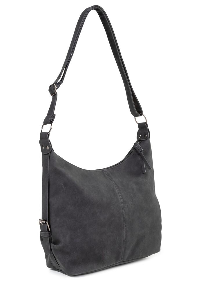 Tas van zacht, subtiel gearceerd synthetisch materiaal ZWART