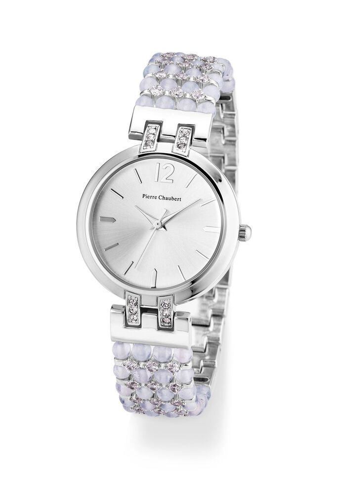Pierre Chaubert quartz dameshorloge met metalen kast en metalen band 