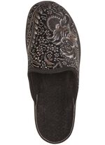 Pantoffels met een bloemmotief ZWART