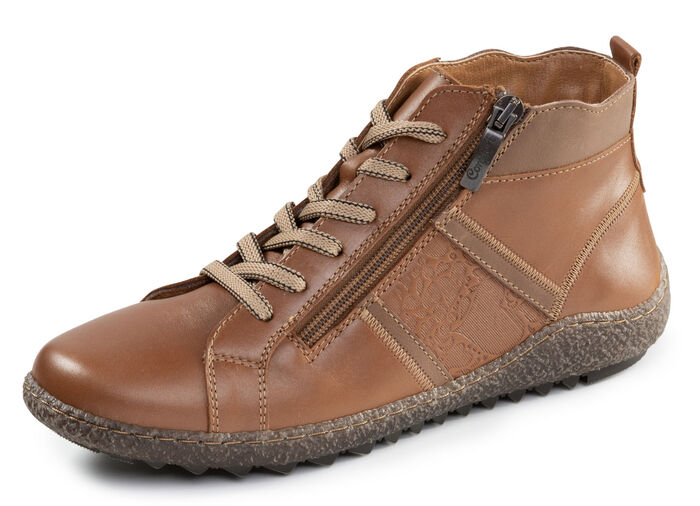 ELENA EDEN, comfortabele dameslaarzen, breedte G, met uitneembaar voetbed COGNAC