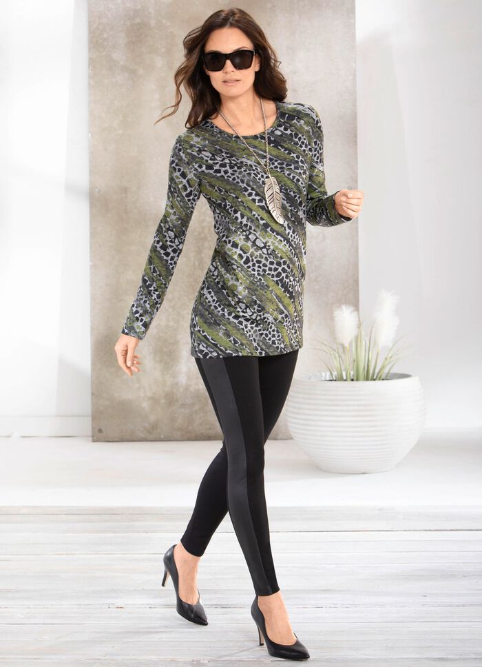 Leggings in een interessante materiaalmix 