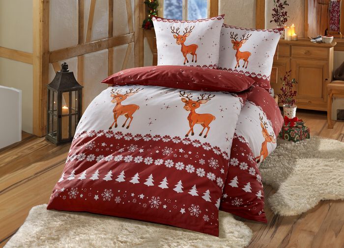 Flanellen bedlinnenset met ritssluiting 