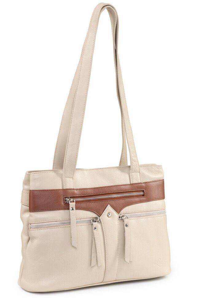 Laurina, tas, dames, van leer BEIGE-BRAUN