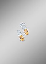 Oorstekers met echte citrien en synthetische zirkonia 