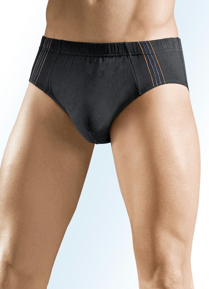 Set van vier slips, effen, met contrasten zijkant 