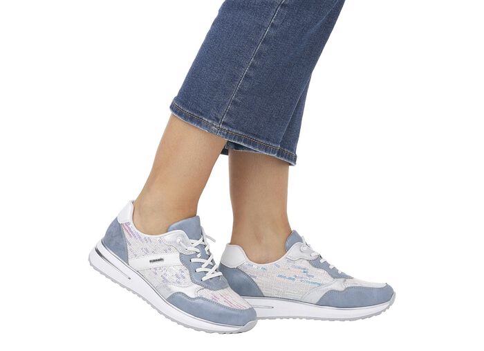 Sneakers met glinsterende pailletten BLEU-WIT