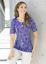 Overhemd met all-over patroon in 2 kleuren BLAUW-BEIGE-MARINE