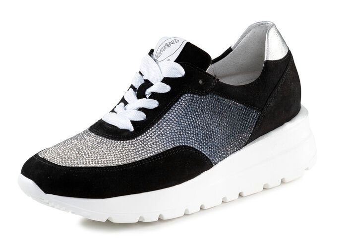Ranger sneakers met kleurverloop, sprankelende strass steentjes ZWART-ZILVER