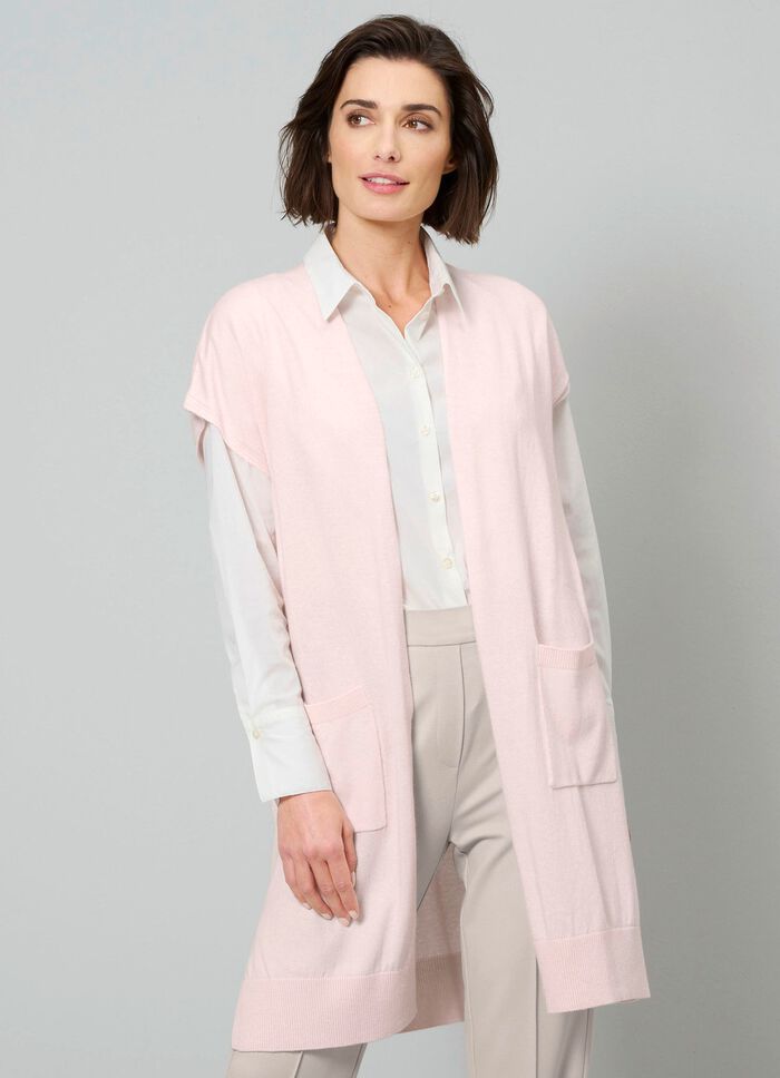 Lang kasjmier gebreid vest 