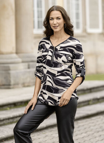 Overhemdtuniek met imitatieleren bies 