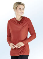 shirt met watervalkraag TERRACOTTA