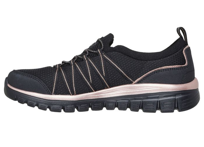 SKECHERS, trendy damespantoffels, gemaakt van gebreid meshmateriaal ZWART-ROS&Eacute;GOUD