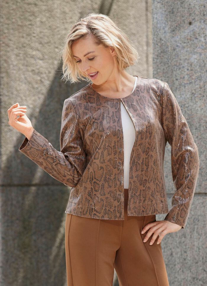 Kort jasje met trendy reptieldessin 