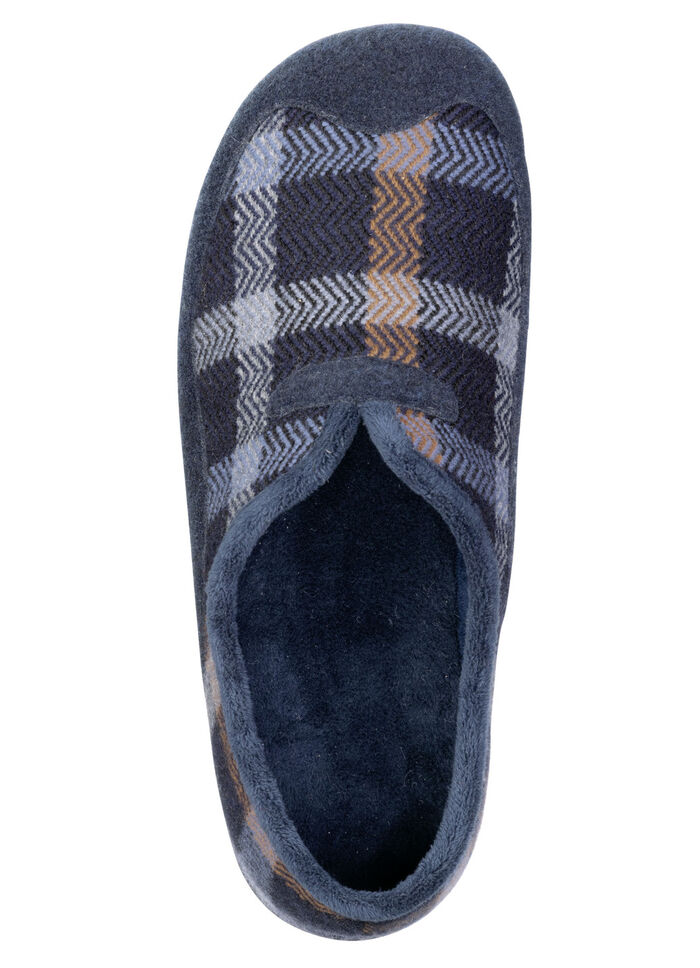 Klassieke herenpantoffels met uitneembaar voetbed BLAUW-CAMEL