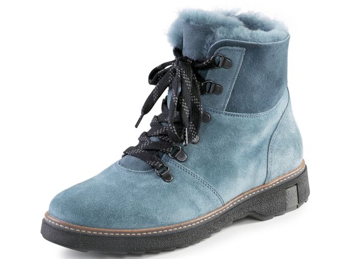 Waldl&auml;ufer enkellaarzen met veters en een gezellige kraag van lamsleer 