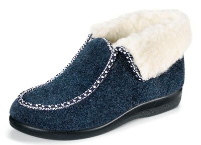 Warme damespantoffels, breedte H, met wol 
