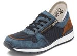 Rieker, comfortabele herensneakers, breedte H, met uitneembaar voetbed BLAUW-BRUIN