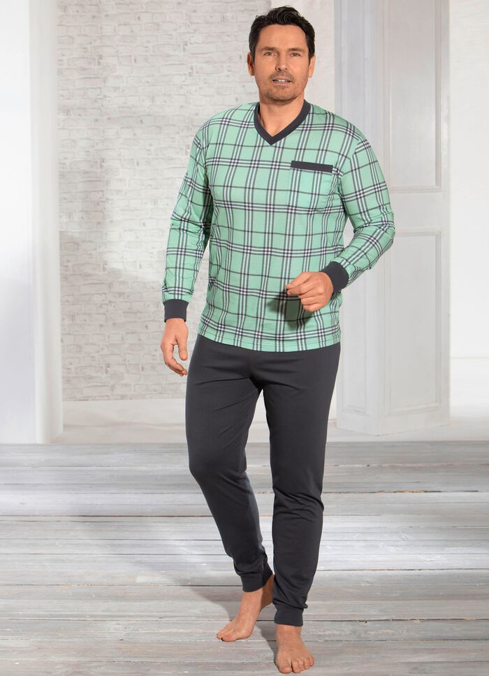 Pyjama met V-hals en borstzakje 